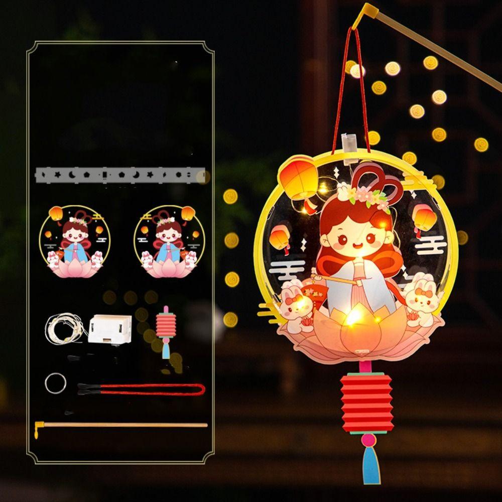 DIY Craft Kit Mid-Autumn Festival Lantern Transparent Light-Up Bunny Lantern  Home Decor