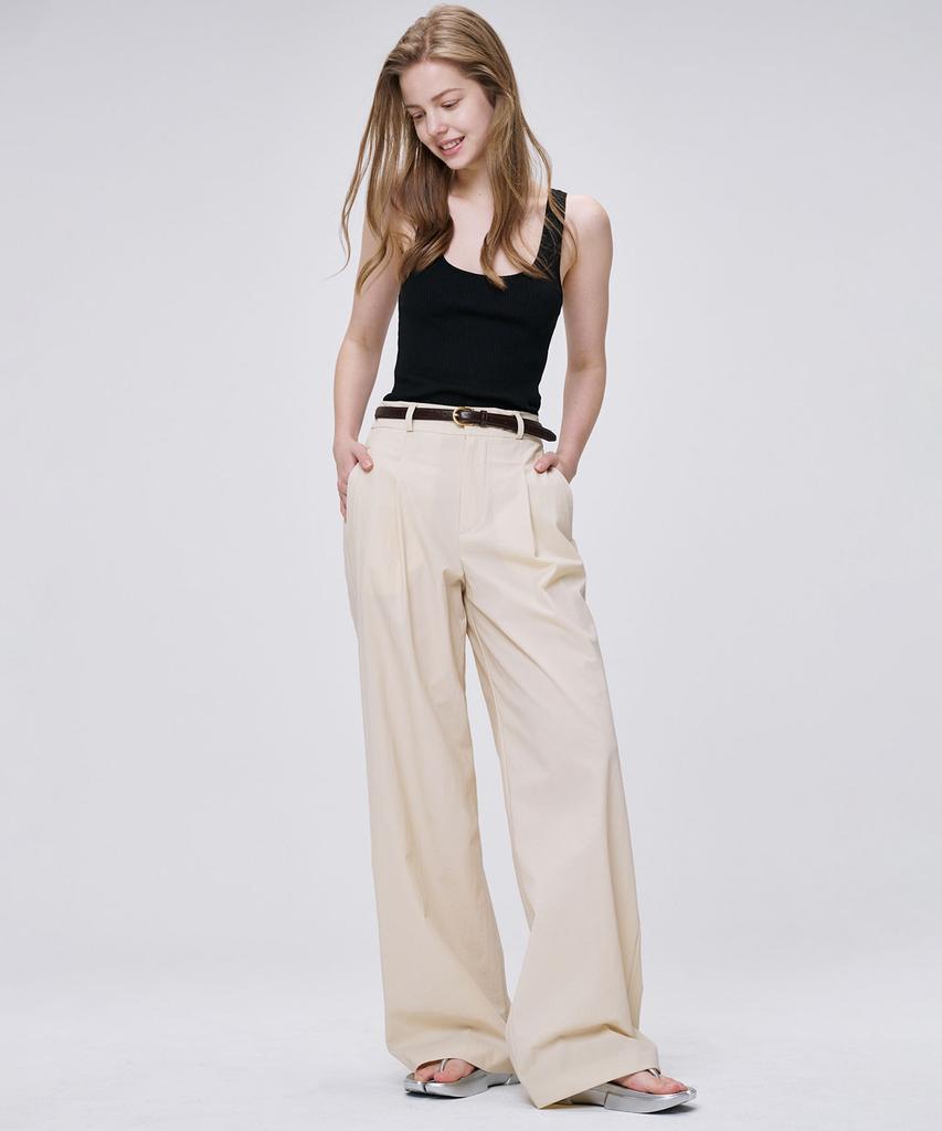 MALOUPE 2158 Nylon Wide Pants (Light Beige)