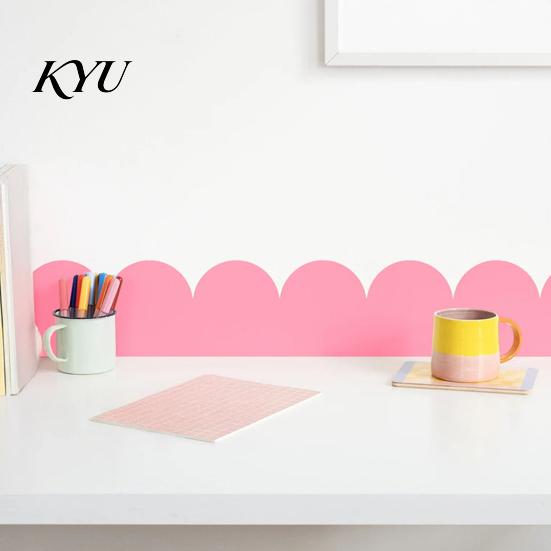 Décoration d'Angle Flexible pour Armoire 4 Pièces Stickers Muraux Bordure Festonnée, Autocollants Géométriques Demi-Arche à Décoller et Coller, Autocollant Décoratif Chambre à Coucher