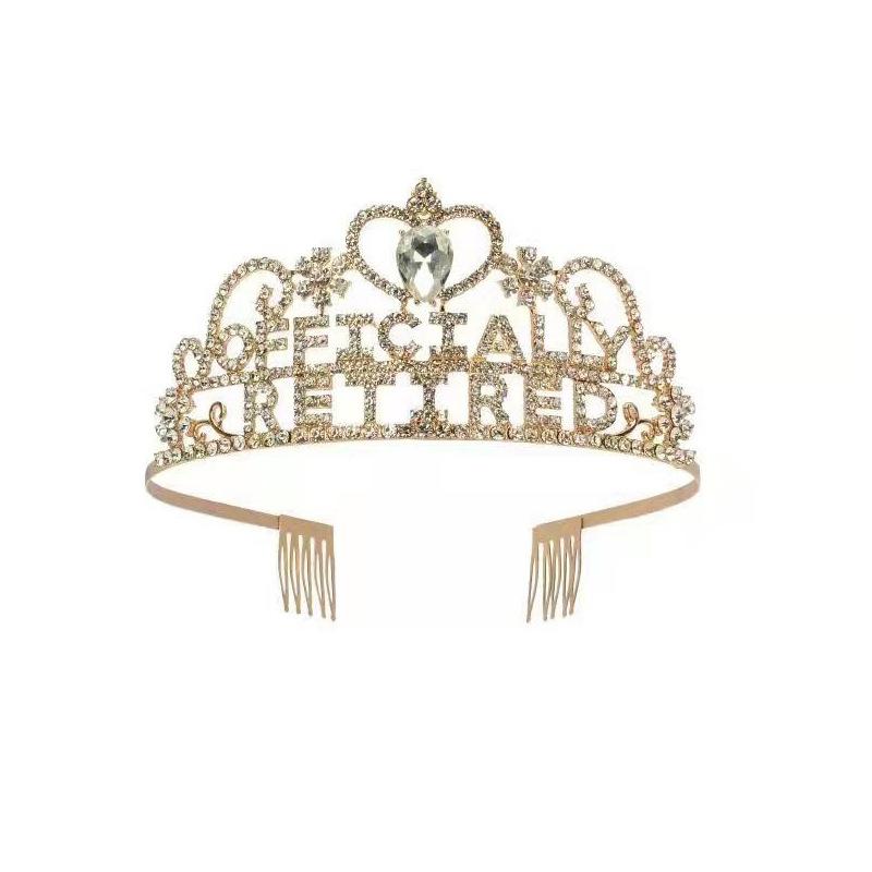 

Retirement theme gift tiara ceremony party accessories letter crown tiara strap award combination set