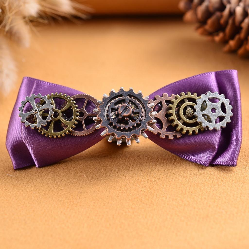 Steampunk Gear Violettes Band mit Schleife, Haarspangen, Entenschnabel-Clip