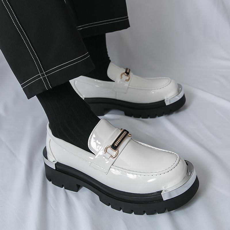 New Men Business Loafers Black and White Casual Thick-soled Anti-slip Brand Shoes Social Shoes Sizes 38-46 Men Shoes