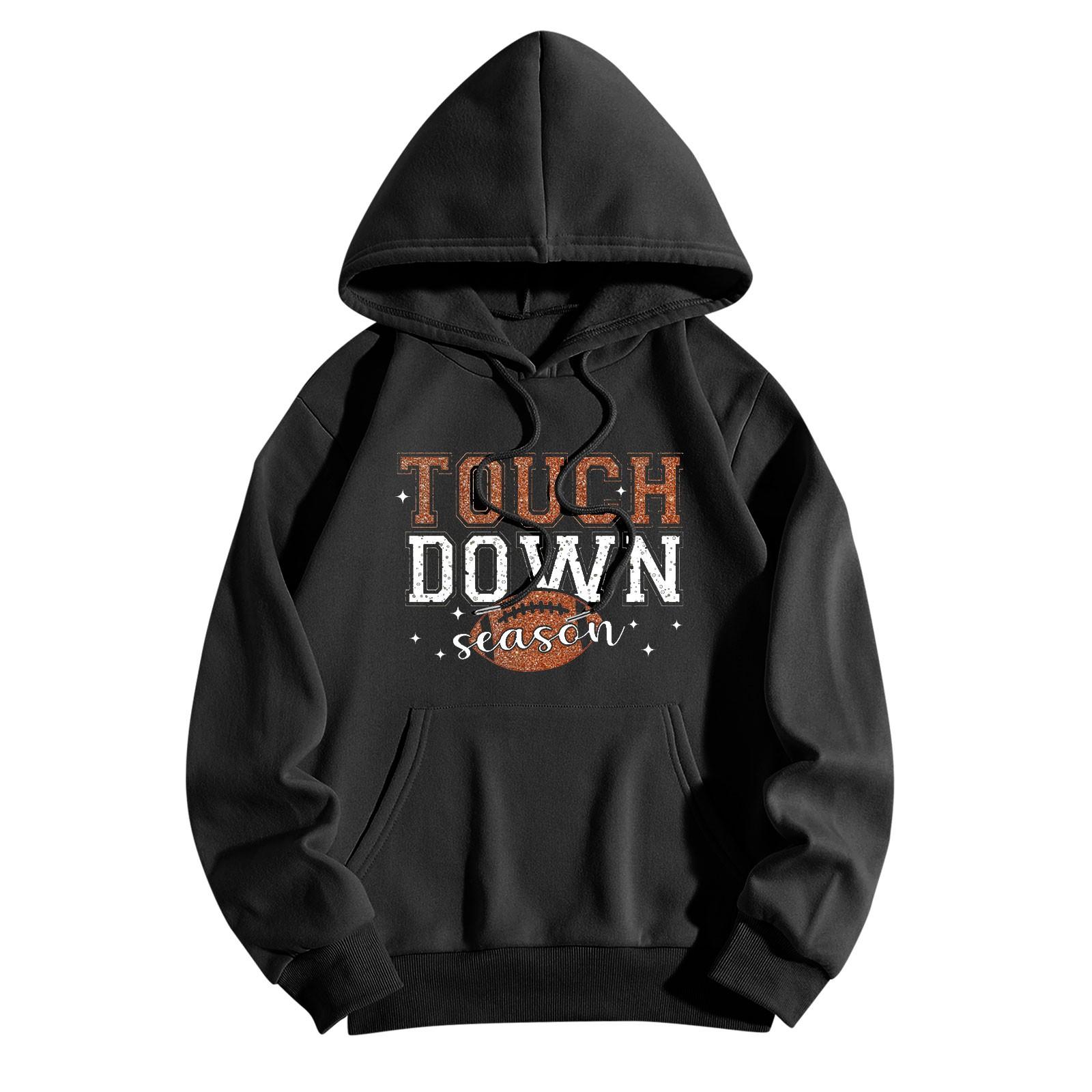 

Толстовки для девочек-подростков с длинным рукавом и принтом букв, повседневные графические толстовки с капюшоном, пуловер с завязками, симпатичная толстовка большого размера S чёрный