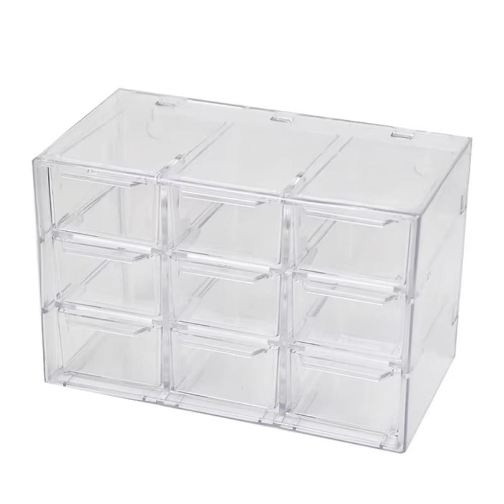 

6/9/12 Grids Desktop Storage Box Stackable Clear Jewelry Organizer Stationary 9 Grids