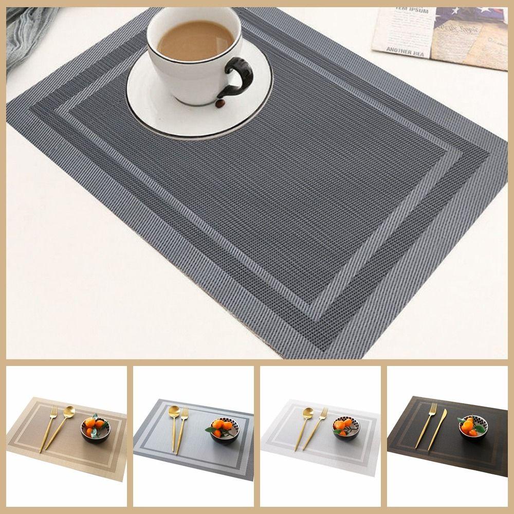 

PVC Table Mat Non-Slip Tableware Pad Cup Pad Rectangle Placemat Kitchen
