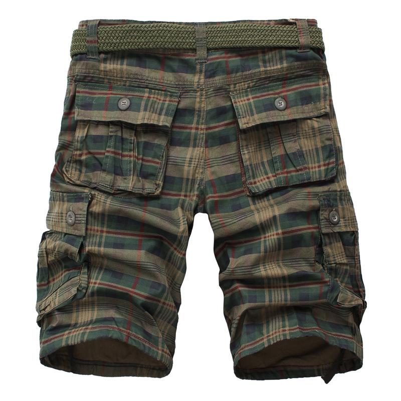 Summer Men's Medium Pants Cotton Comfortable Outdoor Sports Beach Pants Trend Plaid Shorts Loose Straight Large Size Cargo Pants