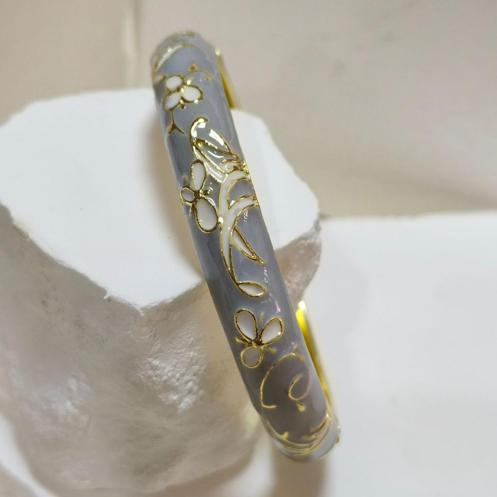 Extra Width Enamel Bangle 1cm Colorful Enamel Bangle Five Leaves Enamel Bracelet Souvenir Gift