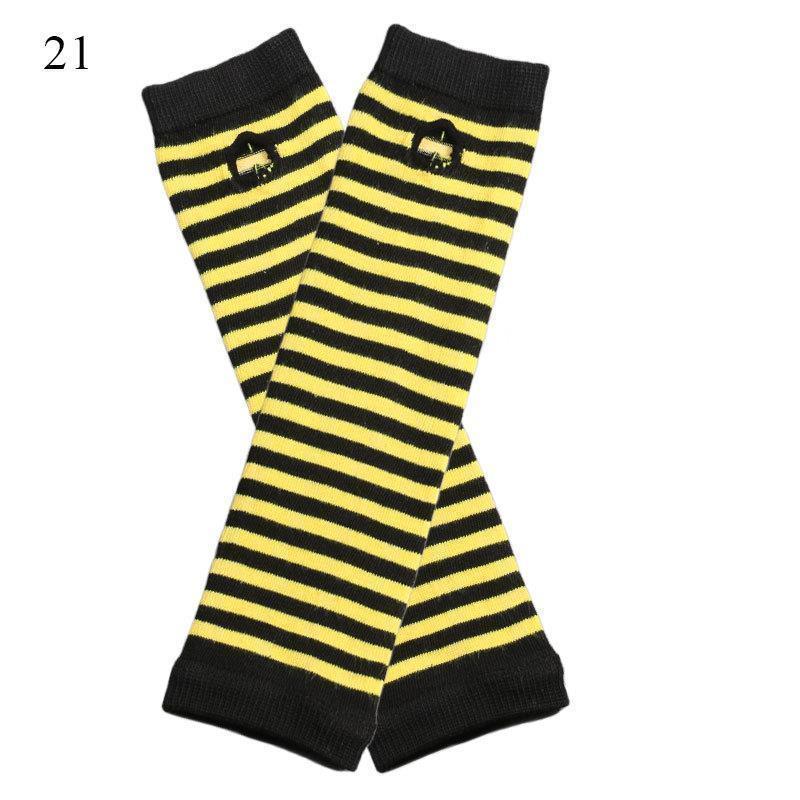 Striped Elbow Gloves Women Emo Gloves Winter Warm Long Sleeves Gloves Women Fingerless Stripe Hip-Hop Knitted Elbow Mittens