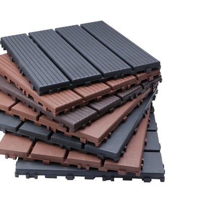 30X30Cm Hardwood Decking Tiles Interlocking Composite Wood Floor Covering for Outdoor Garden Terrace Easy Installation