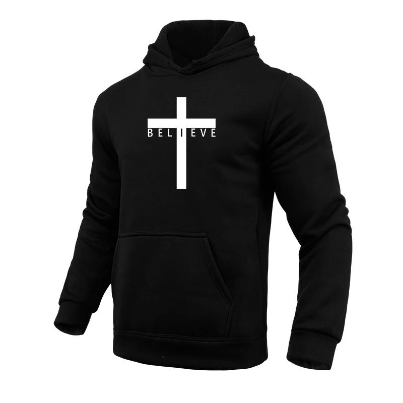 2025 Hot Sale Men's Cross Printed Hoodies All Season Daily Casual Sport Hooded Sweatshirts Male Home Outdoor Comfort Fashion Top