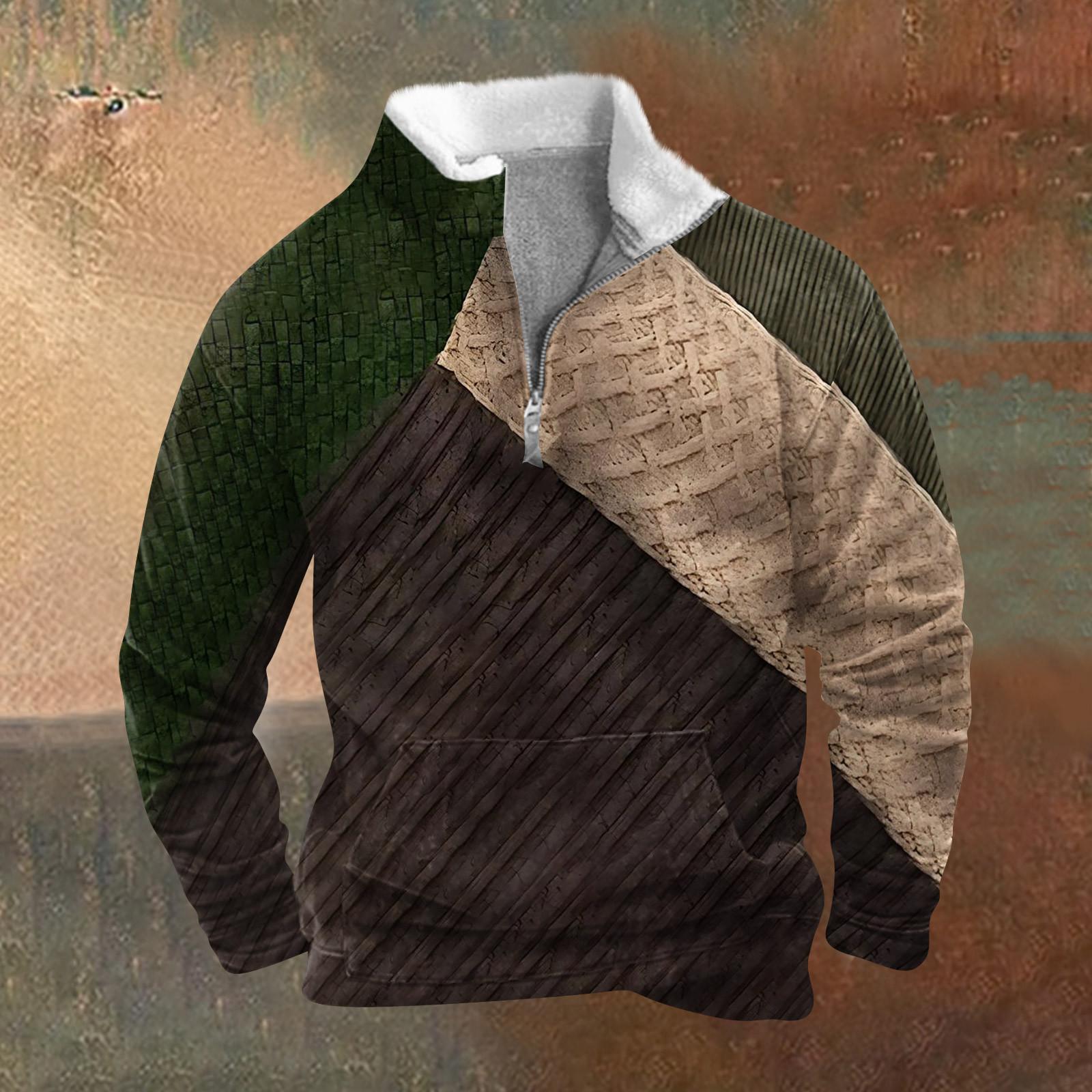 Весенняя и мужская толстовка с воротником-стойкой это повседневные свитера для активного отдыха топы XXL коричневый 2466₽