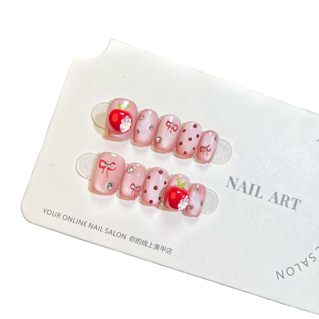 Hand-Painted Gel Nail Art: Flashy Cat Eye Bowknot Nail Stickers