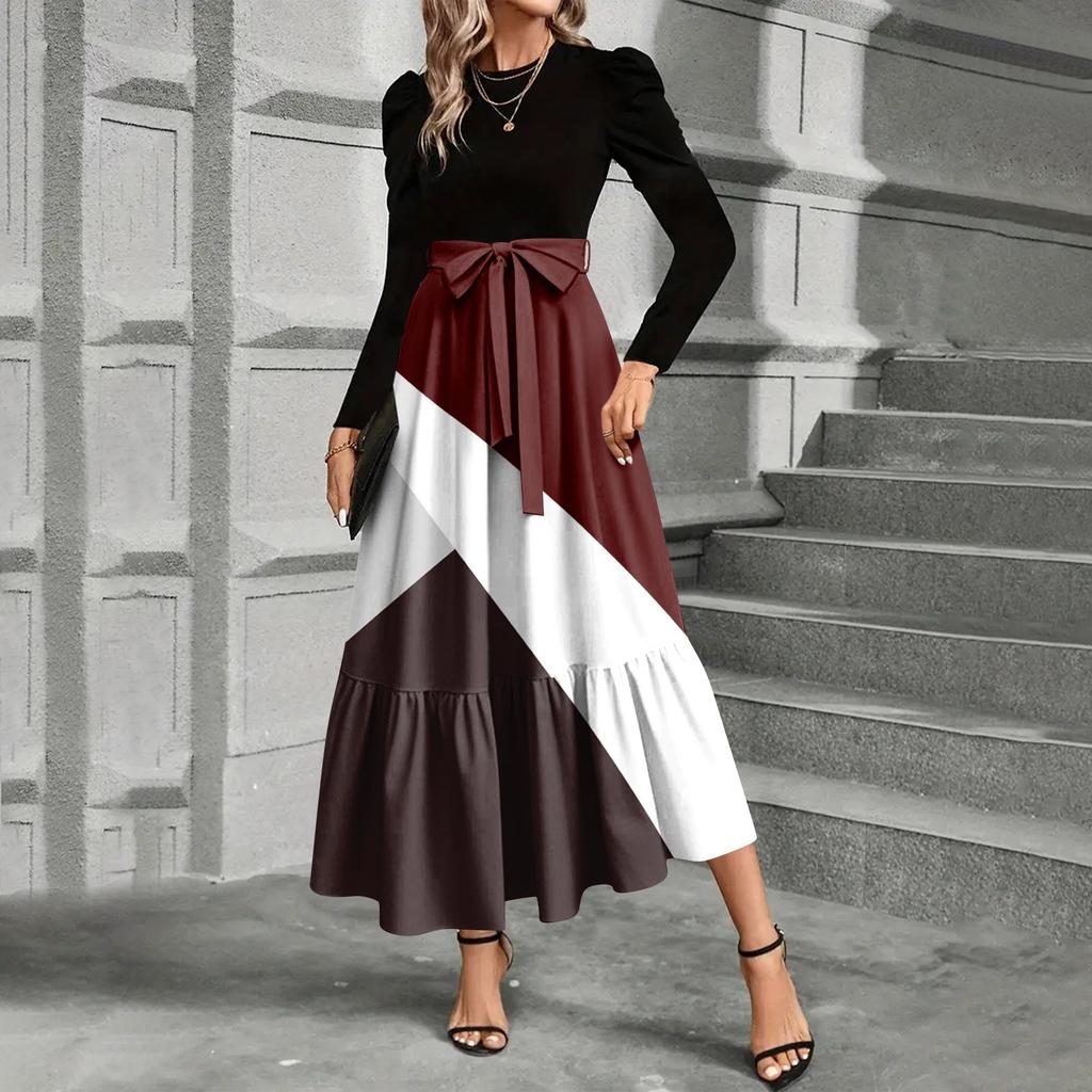 Sukienka damska z nadrukiem kwiatowym i wysokim stanem, modna i elegancka