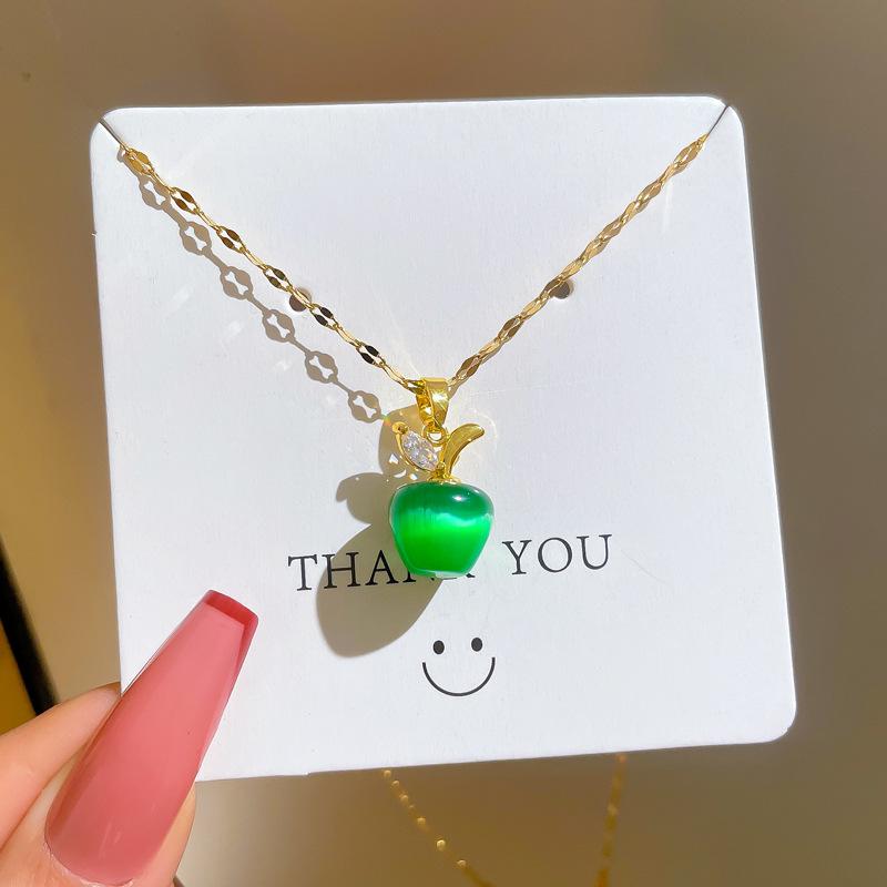 Auspicious Apple Opal With Diamonds Apple With Diamonds Christmas Flat An Night Flat An Fruit Necklace