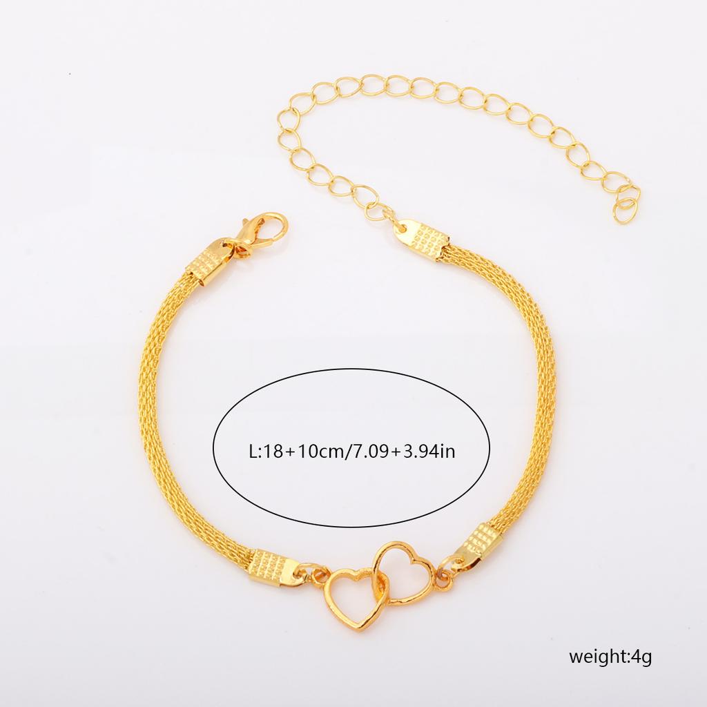 Europe and the United States Popular Hot-selling Anklet Fashion Flat Chain Double Love Ankle Beach Foot Jewelry Bracelet Jewelry