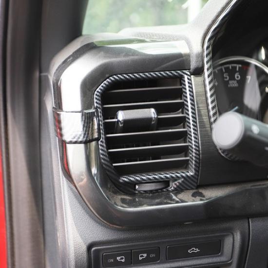 Carbon Fiber Style Central Control Air Vent Cover AC Outlet Trim for Ford F-150
