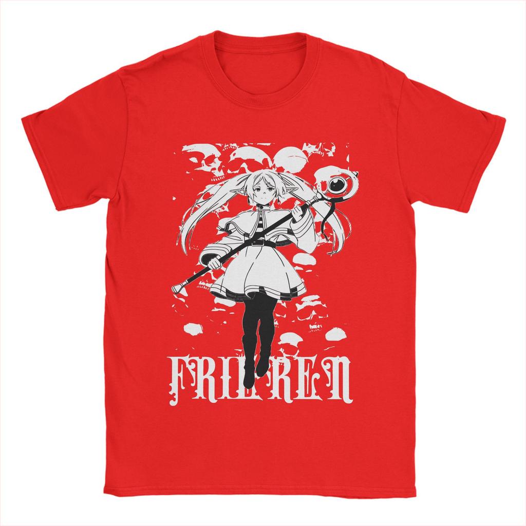 Vintage Anime Sousou No Frieren T-shirts för män Crewneck 100% bomull T-shirts Kortärmade T-shirts Presentidé Kläder