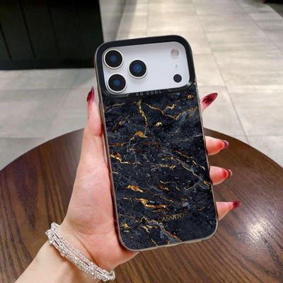 Marble Texture Silver Phone Case for iPhone 13 Pro/14/15/16/17 Pro Max