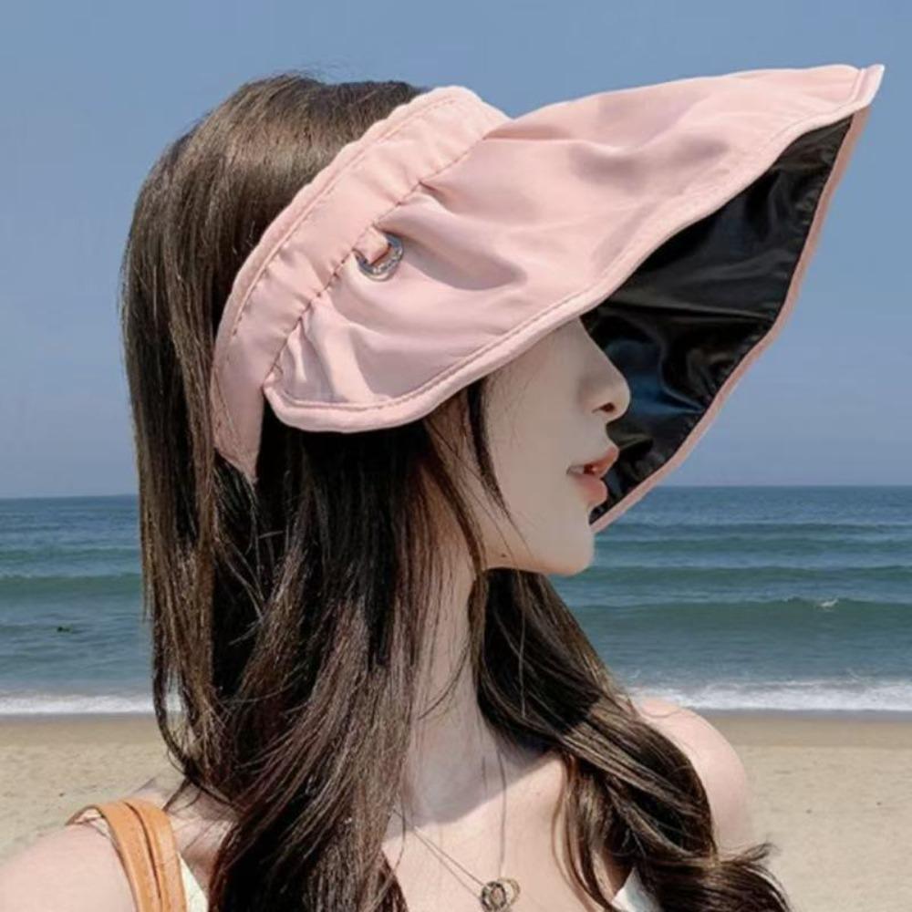 Women's Foldable Sun Hat, Wide Brim UV Proof Sun Visor, Outdoor Summer Headwear for Beach Travel