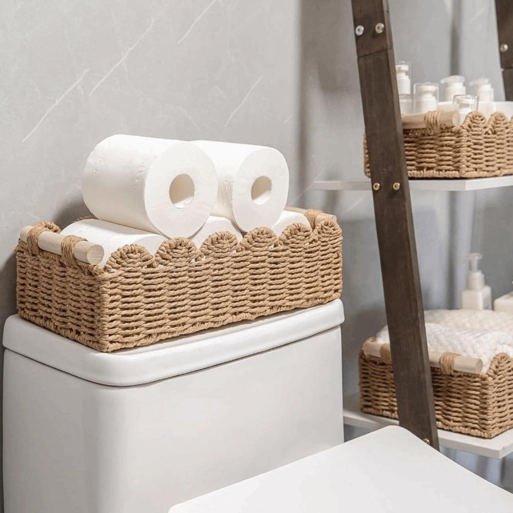 1/2 Stück Handgefertigter Aufbewahrungskorb Rechteckige Kosmetikbox Vintage Toilettenkorb Weidekorb Organizer Haushaltsartikel Spielzeug Snacks Behälter