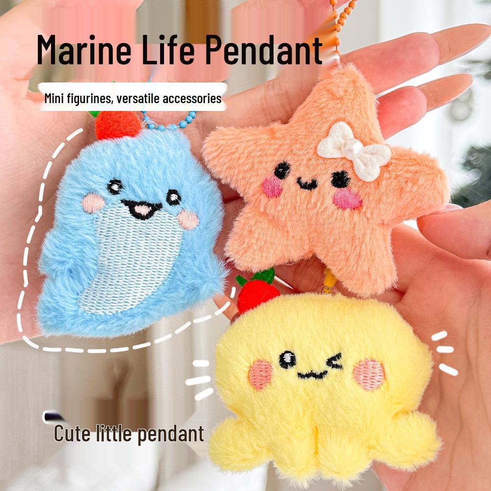 Cute Marine Animal Plush Pendant - Cartoon Bag Charm Keychain Doll