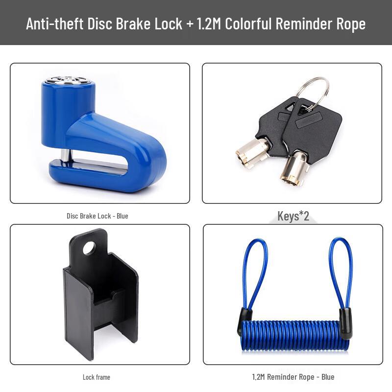 Motorcycle Bicycle Disc Brake Lock with Reminder Rope Standard
