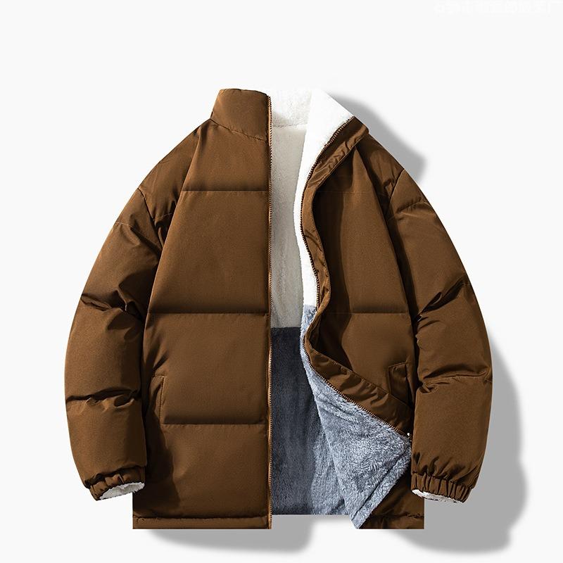 Lamb fluff cotton-padded jacket men's jacket corduroy winter double-sided cotton-padded jacket with fleece and thickened cotton-padded jacket