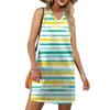 Vestido de Verão Casual com Decote em V para Mulheres, para Férias na Praia, Sem Mangas, Estampado