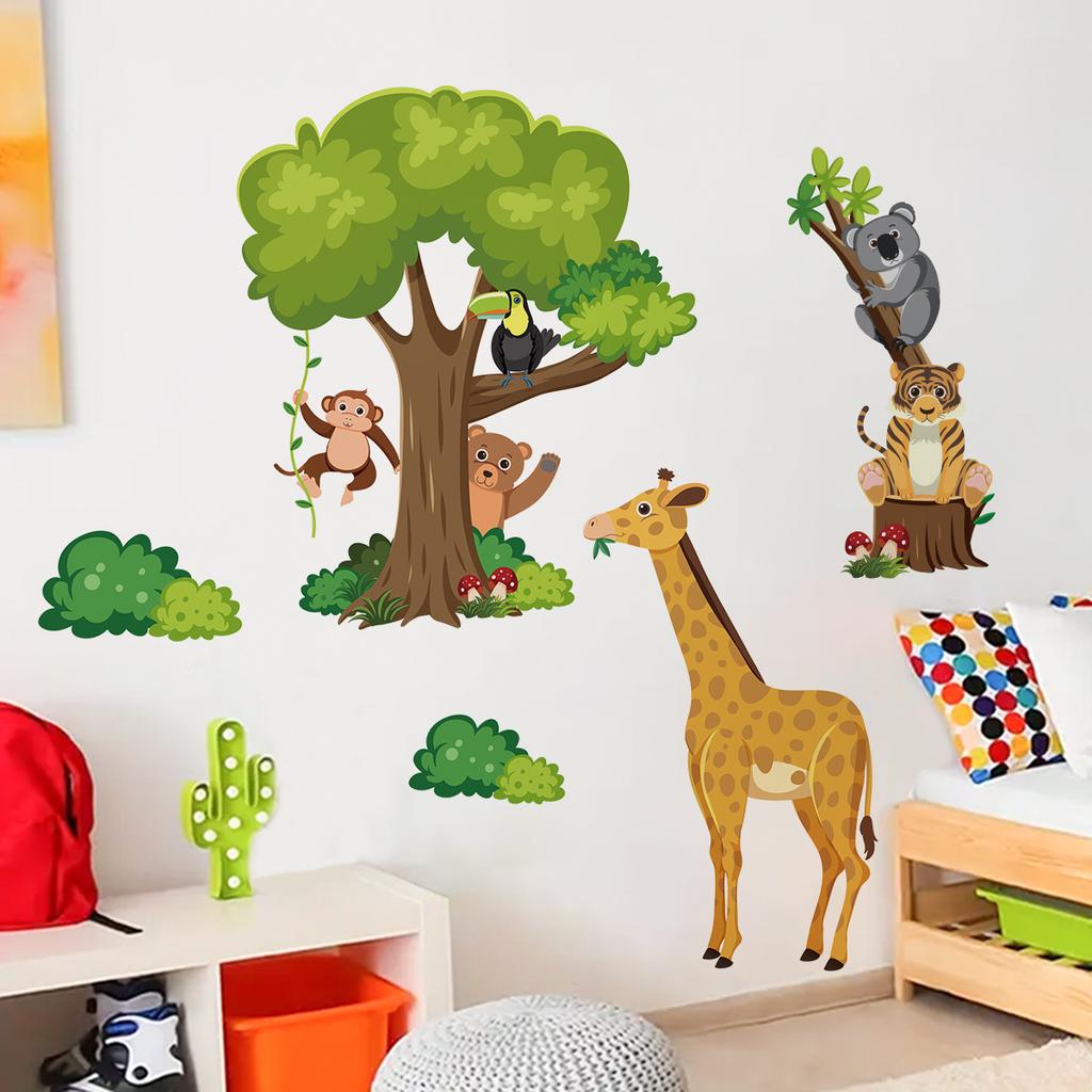 Cartoon Forest Animal Wall Stickers for Children's Room Bedroom Wall Decoration