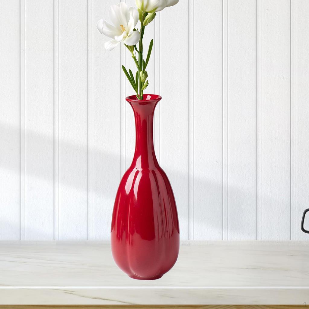 Ceramiczny wazonik na pąki w kolorze czerwonym do ekspozycji kwiatowych, do domu i biura