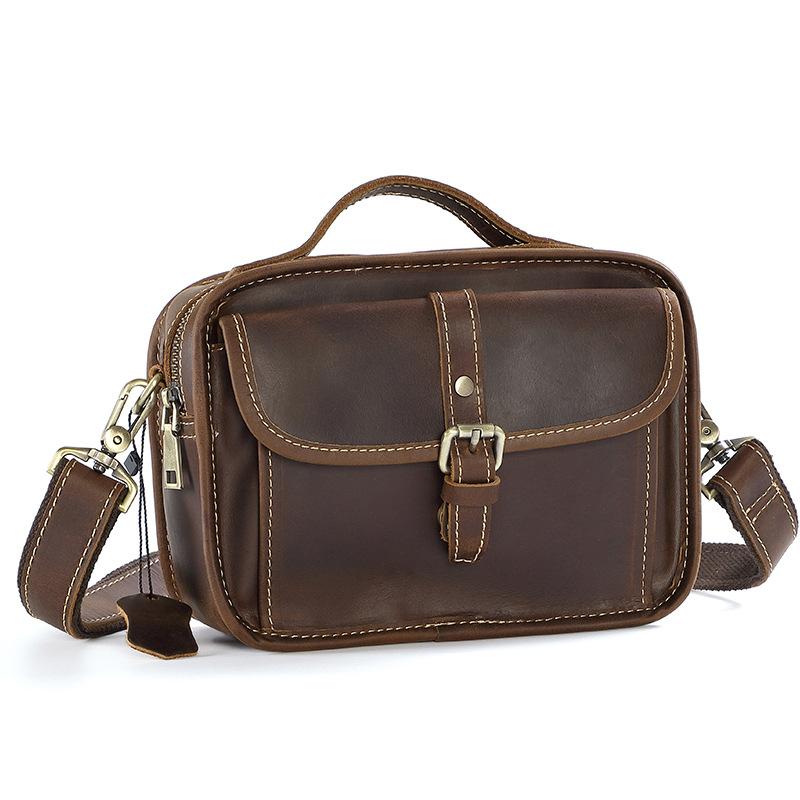 

Leather High-end Men s Crossbody Bag, Top Layer Cowhide Personalized Mailman Bag, Small Square Bag, Retro Handbag, Shoulder Bag