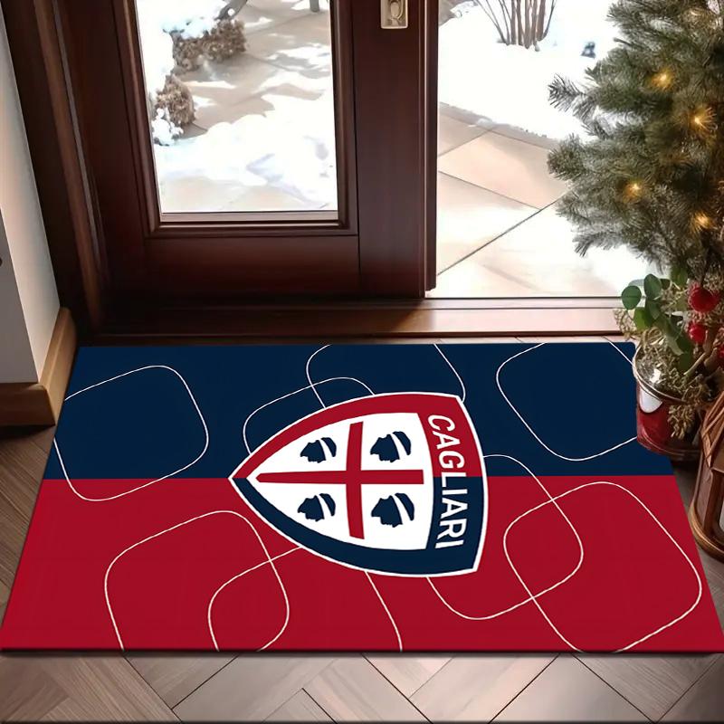 1PC Football Cagliari Design Rug Game Carpet, Floor Mat for Bedroom Living Room Entryway Rug, Home Decor Idea Gift for Christmas birthday