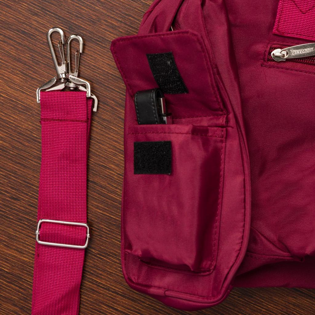 Torebka damska lekka duża A4 modna torba shopperka bordowa na ramię Beltimore J32