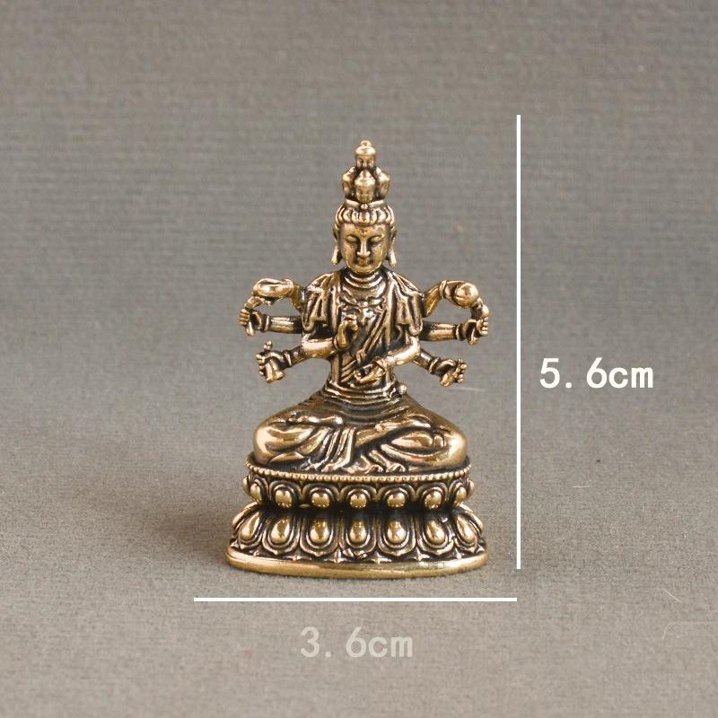 Brass Sakyamuni Figurines Miniatures Desktop Ornament Antique Copper Dharma Master Statue Decorations
