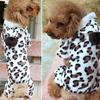 Dog Hoodie Hooded Flannel Winter Warm Leopard Printed Pet Puppy Clothes Jumpsuit Pajamas Outwear for Home