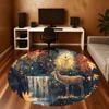 1pc Deer Pattern Office Round Rugs, Under Chair Round Rugs for Living Room, Bedroom, Bathroom Decoration Carpet 091828