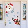 1 Pcs Santa Claus Reindeer Door Stickers Living Room Bedroom Festive Atmosphere Background Decoration Wall Stickers