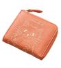 ZUCCHERO Slim Women's Folding Wallet with L-Shaped Coin Purse, Made In Japan, Genuine Leather, Slim Cowhide Leather, Cat Design, 55520, Orange