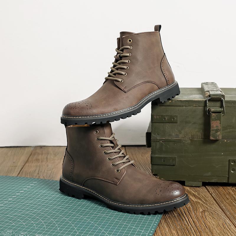 

Fashion Retro Men Denim Boots Casual Comfortable Fashionable Chelsea Boots European Outdoor Training Work Boots Sizes 38-46 Men Boots 46 коричневый