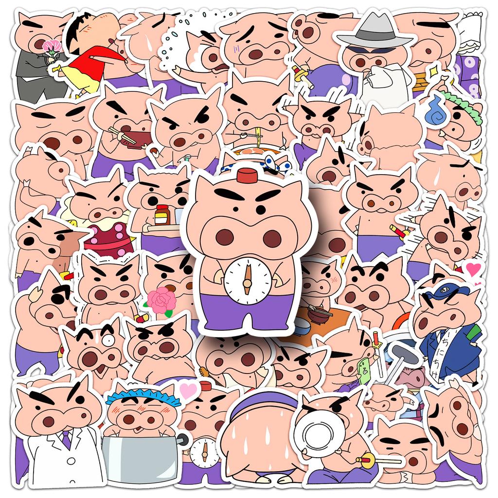 50 Pieces of Fat Dudu Saemon Cartoon Stickers Crayon Shin-gu Card Decorative Mobile Suitcase Handbook Stickers