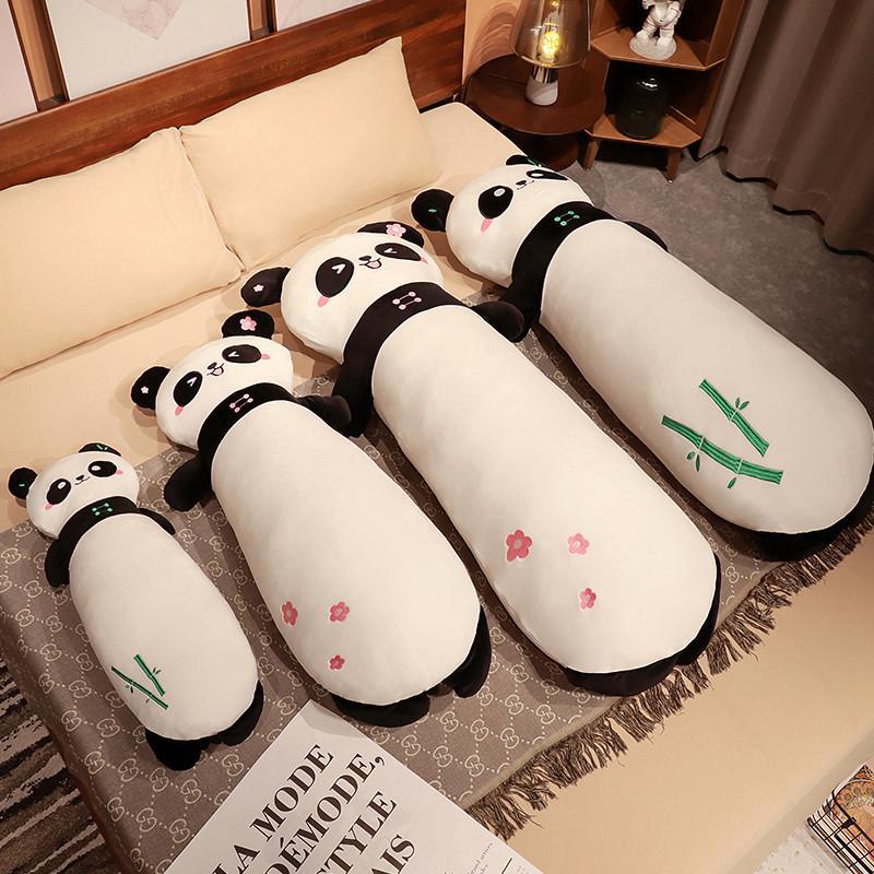 Panda Long Throw Pillow Plush Toy Zoo Black and White Panda Doll Schoolgirl Sleeping Soothing Rag Doll