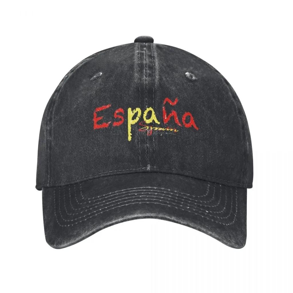 ESPANA Flaga Hiszpanii Wysokiej klasy Unisex Damska Czapka z Daszkiem Zniszczone Dżinsowe Czapki Kapelusz Vintage Outdoorowe Treningi Nakrycia Głowy