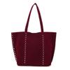 Solid Color Suede Leather Shoulder Bag PU Leather Matte PU Handbag Suede Rivet Tote Bag  Outdoor