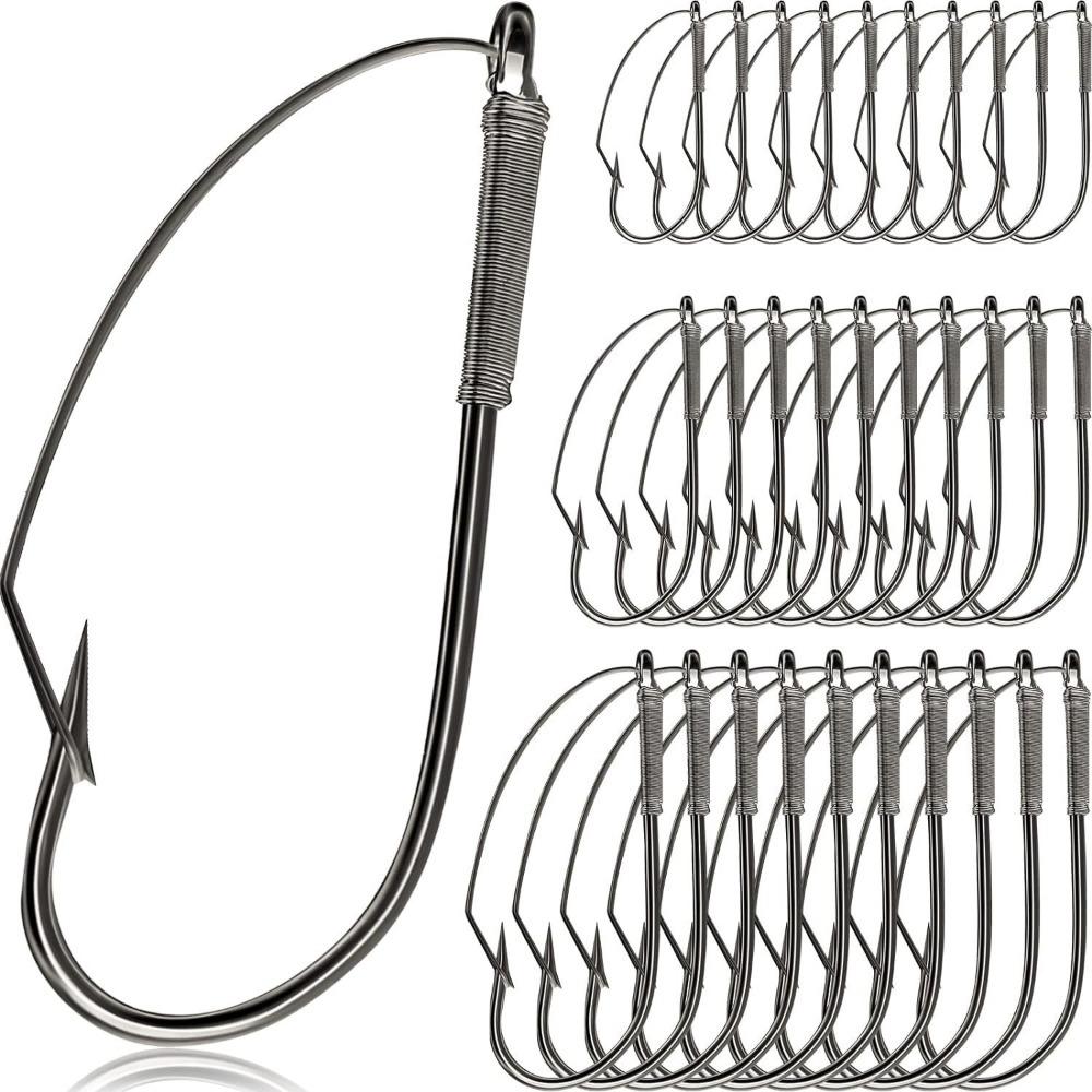 20pcs Single Hook Wacky Rig Hook Weedless Barbed Carp Fishing Hook Tackle Accessories Fishing Hook