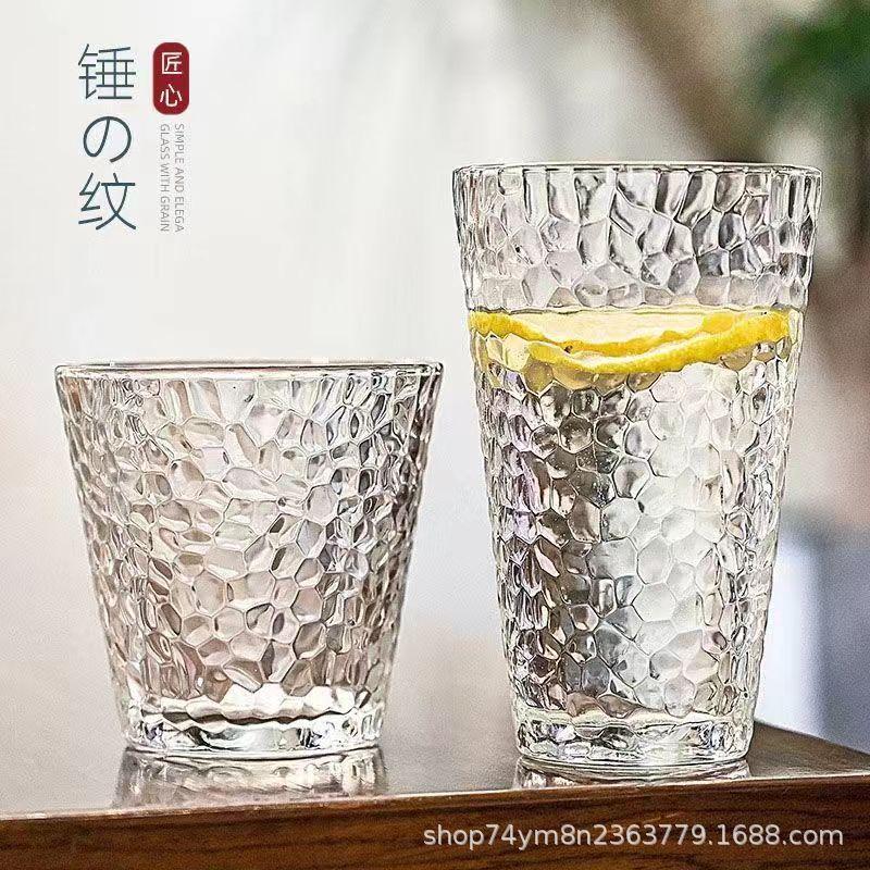 Blyfrie glasskopper: Hammermønster med gullkant for juice, melk, te, vann eller vin