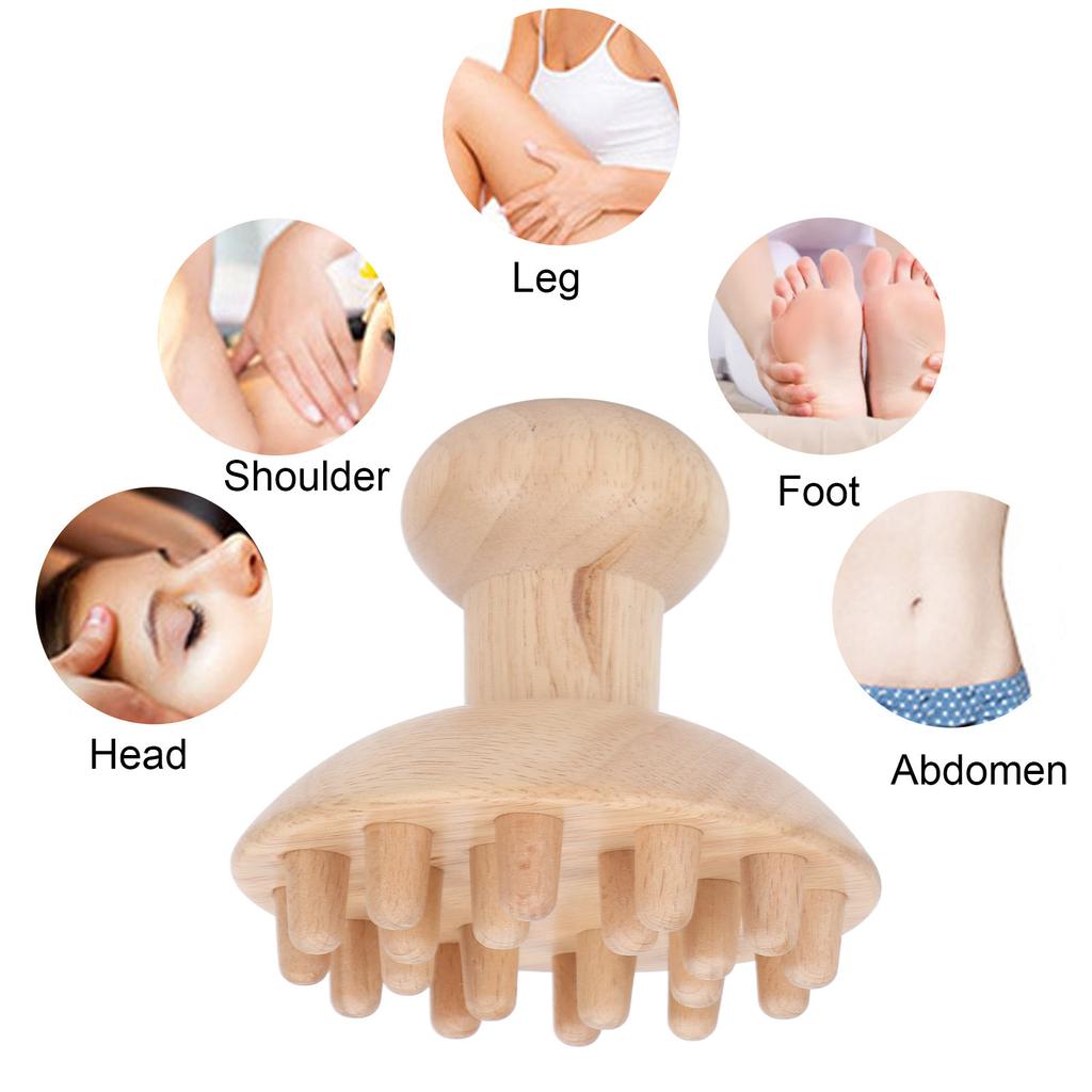 Mushroom Shaped Massager Wooden Muscle Pain Relief Neck Waist Acupoint Therapy Massager for Men Women