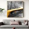Abstract Golden Yellow Bridge Canvas Painting Industrial Posters for Living Room Decor Grey Wall Art Tableau Decoration Mural