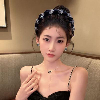 French Luxury  Black Hair Hoop Korean Vintage Temperament Headband Hair Band For Girls Hair Accessories Headwear
