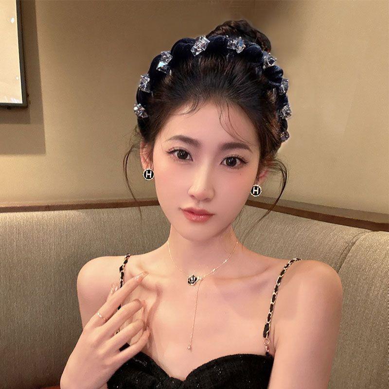 

Французская Роскошь Черный Обруч для Волос Корейский Винтажный Темперамент Повязка на Голову Резинка для Волос для Девочек Аксессуары для Волос Головной Убор