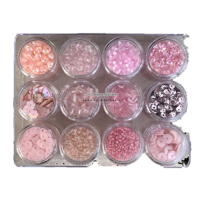 Pink Series Seed Beads & Sequins for DIY Handcrafts and Ancient Style Embroidery